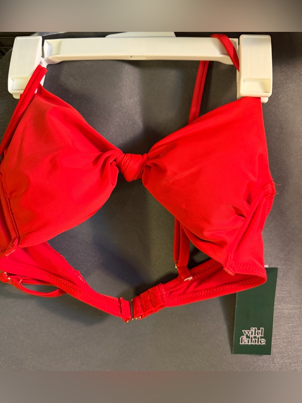 wild fable Red Knot-Front Bikini Top with Gold Hardware Size Small